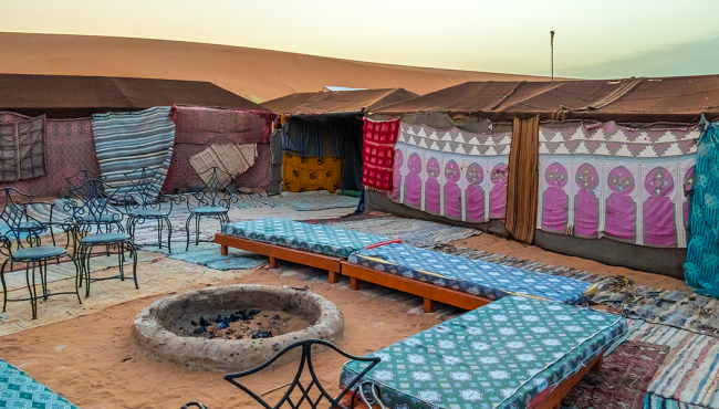 Tents and bivouacs in the moroccan sahara
